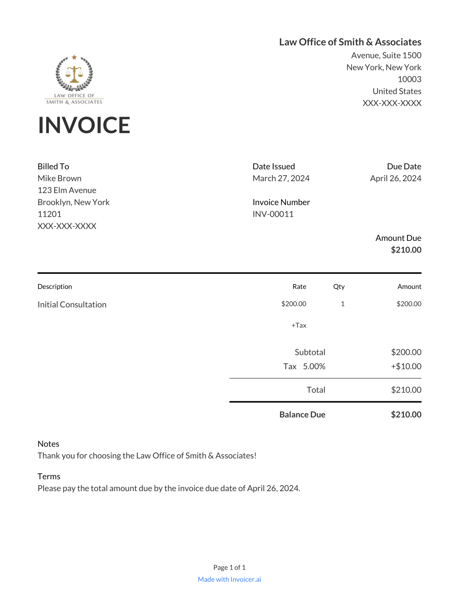 Legal Services Invoice Templates