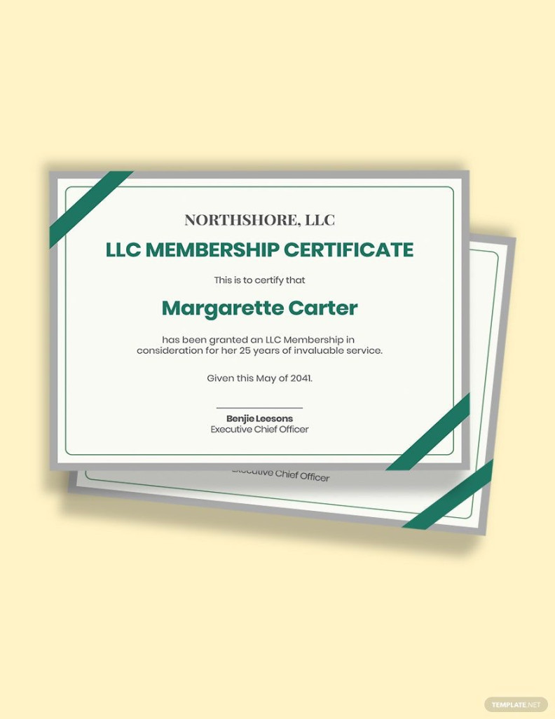 LLC Membership Certificate Template in Pages, Word, Publisher