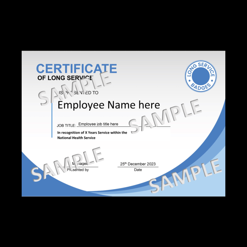 Long Service Certificate - Long Service Badges