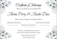 Certificate Of Marriage Template