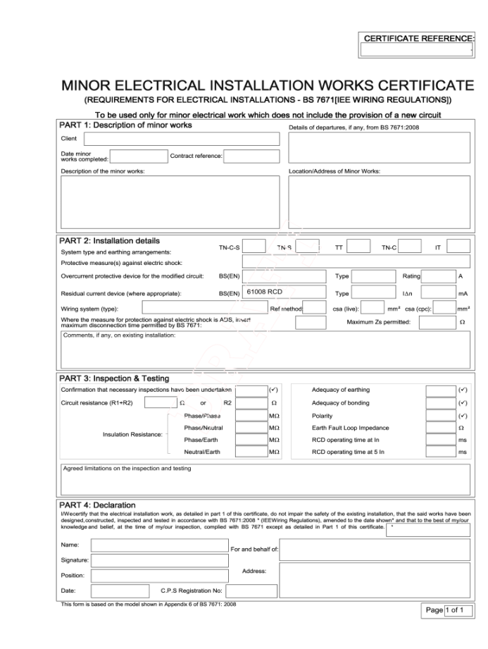 Minor Works Certificate Pdf - Fill Online, Printable, Fillable