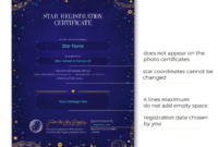 Star Naming Certificate Template: A Formal Document For Celestial Commemoration