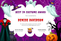 Halloween Costume Certificate Template