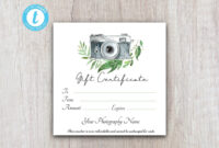 Complimentary Photography Session Gift Certificate