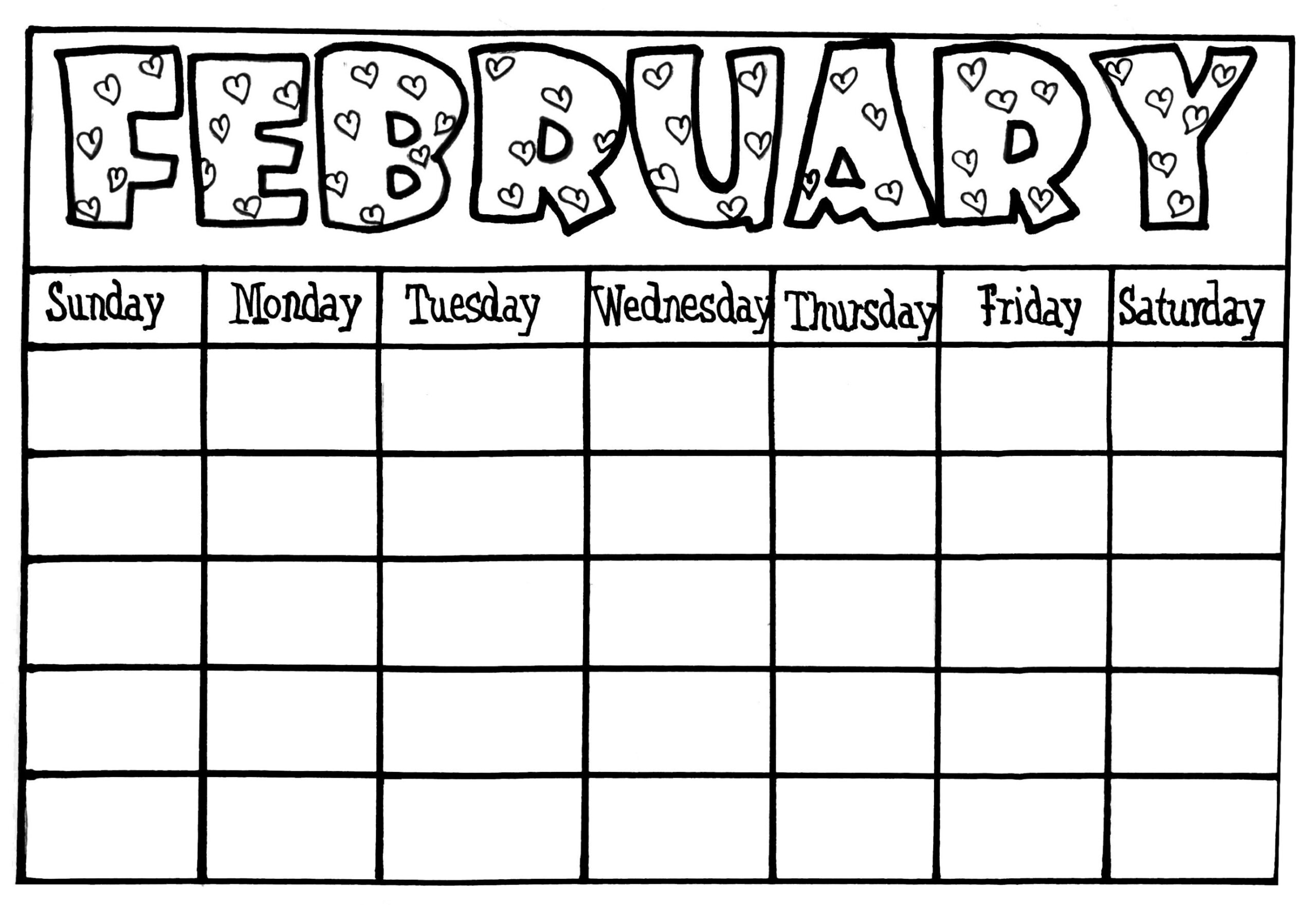 Printable Blank Calendar For Kids Free Printable Monthly Calendars