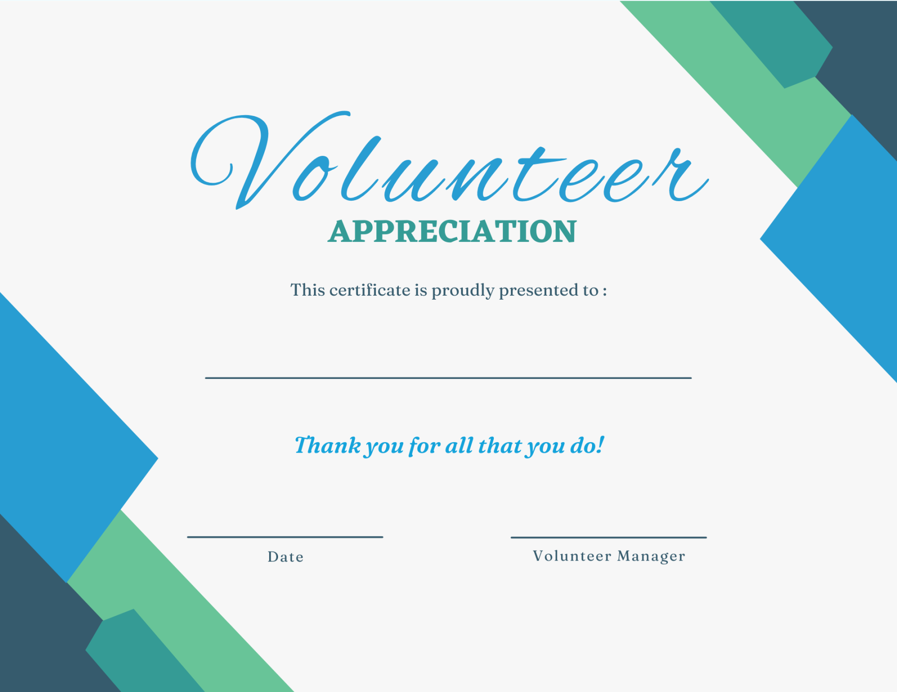 Printable Certificates for Volunteer Appreciation  SignUp