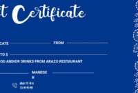 Restaurant Gift Certificate Template: A Formal Design For Elegant Gifting