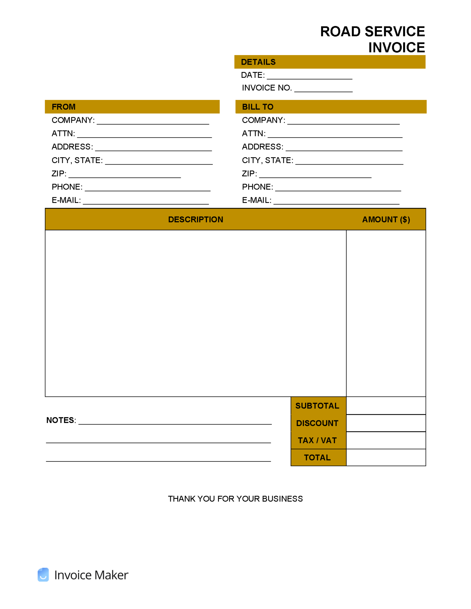 Service Invoice Templates ()  Invoice Maker