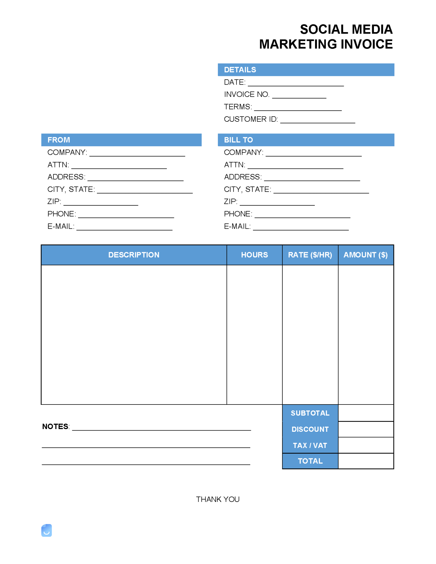 Social Media Marketing Invoice Template  Invoice Maker