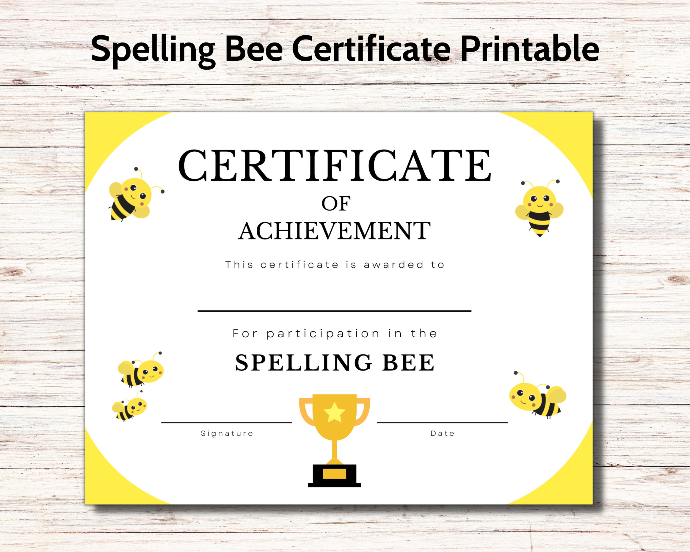 Spelling Bee Certificate Printable, Spelling Bee, Spelling Award