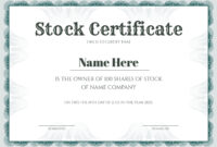 Stock Certificate Template Word Document