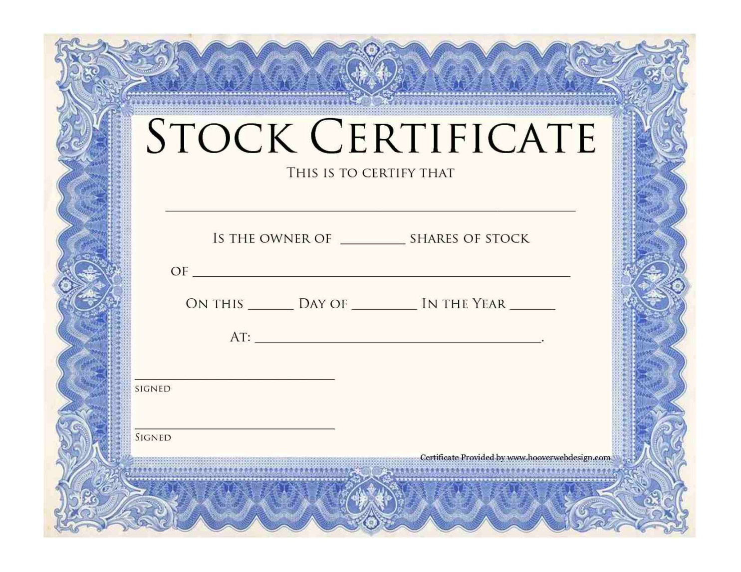 Stock Certificate Template  Eqvista