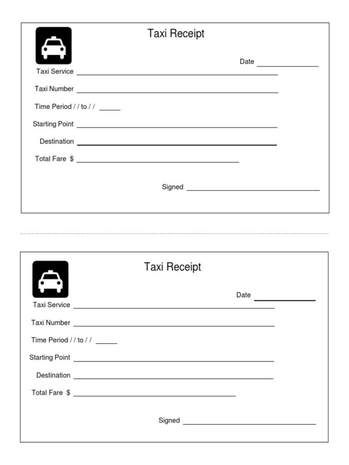 Taxi Receipt Format  PDF