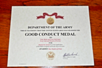 Army Good Conduct Medal Certificate Template